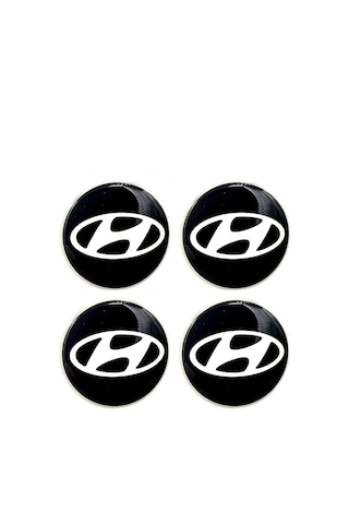 Hyundai Tasarım Damla Sticker Siyah Hyundai Jant Göbeği 5.5cm Uyumlu