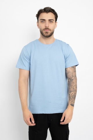 Dasüniforma Bisiklet Yaka Günlük Pamuklu Yumuşak Dokulu Comfort Fit Basic T-shirt Bebe Mavisi