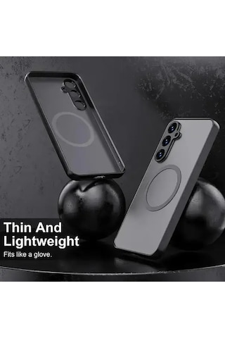 Elmpaly Samsung Galaxy S25 Fe Kırmızı Manyetik Kasa Şok Emici Transparan Sert Pc