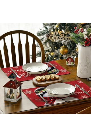 Xiaaokeji Noel Kış Masa Örtüleri 6 Adet, 12x18ın Noel Tatil Masa Örtüleri Diğer
