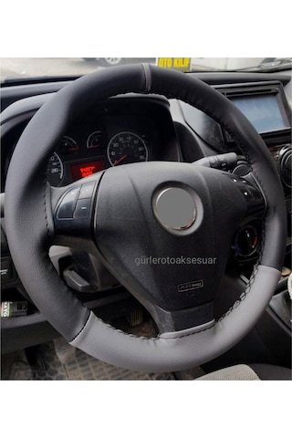 Hyundai Accent 2000-2006 Uyumlu Direksiyon Kılıfı Iki Renkli Yüzüklü Gri-siyah