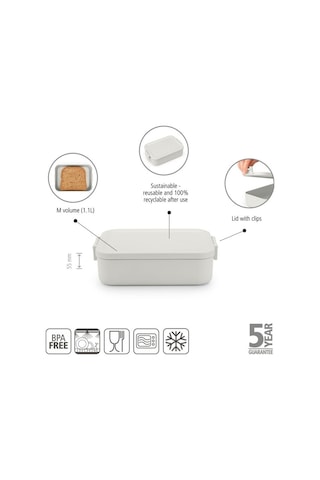 Brabantia Make Take Lıght Grey Plastik Orta Boy Yemek Taşıma Kabı 1.1l Gri