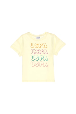 U.S. Polo Assn. Kız Çocuk Limon Bisiklet Yaka Pamuk Renkli Uspa Baskılı Tişört 50306191-VR035