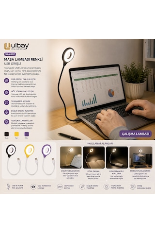 Masa Lambası Renkli Usb Girşili Belirtilmemis