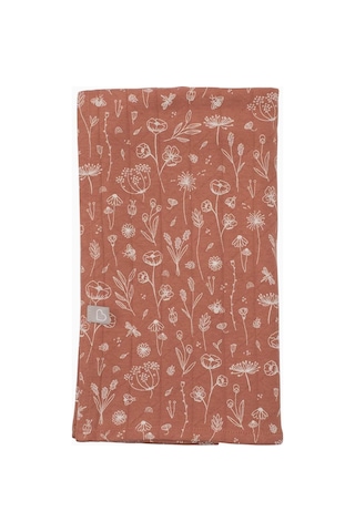 Çift Katlı Bebek Müslin Örtü 100x100 Cm Bahar Çiçekli Kiremit Çok Renkli
