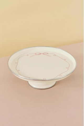 Rebel Bow Emaye Pasta/kek Sunum Standı 24 Cm Fildişi