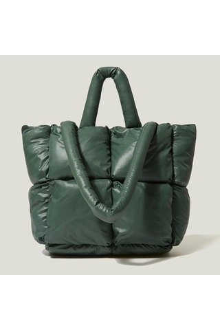 Kış Yeni Aşağı Tote Çanta Büyük Kapasiteli Omuz Çantası Moda Yumuşak Kumaş Çanta Kadın Alışveriş Çantası Uzay Pamuklu Çantalar Green Yeşil