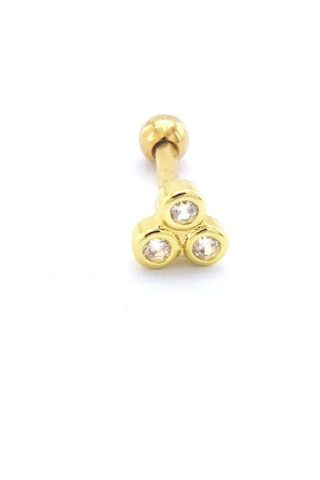 Ferizz Altın Kaplama Zirkon Taşlı Üç Top Piercing Prc-142 Altın
