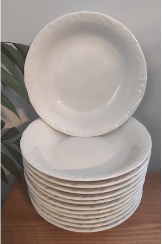 Porland Porselen Kum Beji 12 Adet 19 Cm Büyük Çukur Tabak