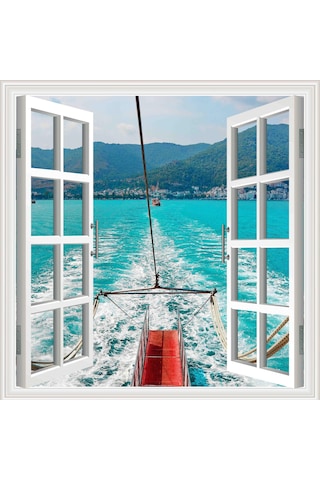 Pencere Poster Duvar Kağıdı Deniz Dağ Yapışkanlı Sticker
