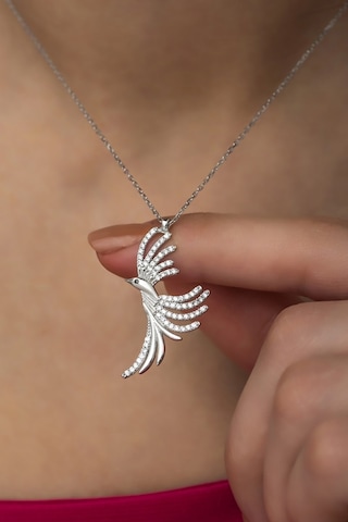 Nereze 925 Ayar Gümüş Zirkon Taşlı Anka Kuşu Kolye