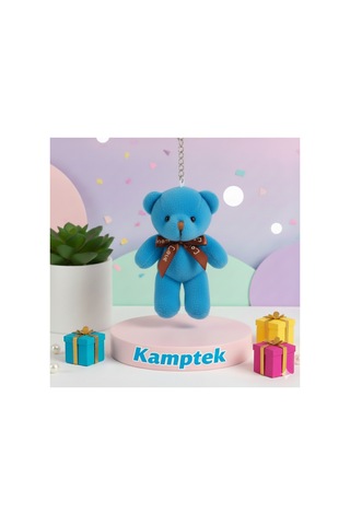 Peluş Tasarım Anahtarlık Aksesuar Ayıcık Hediyelik Anahtarlık Mavi Mavi