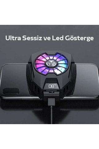 Coofbe RGB Led Işıklı Telefon Isı Göstergeli Telefon Soğutucu Fan