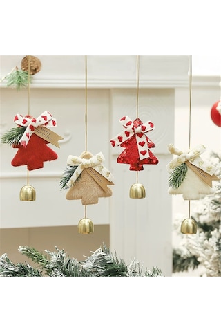 Moveevo Pudra Pembe Yumuşak Plüvli Noel Ağaç Takısı - Zil Sesli Araç, Çanta Ve Kapı Süsü, Noel Festiviti Dekorasyonu