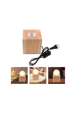 Retro Stil E27 Ahşap Tabanlı Masa Lambası Gece Prizi Tutucu 0007 Diğer