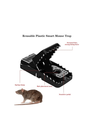 Createtech Yeniden Kullanılabilir Siyah Plastik Fare Kapanı 6'lı Paket