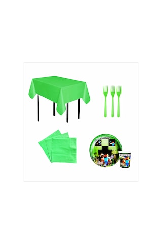 Minecraft Tabak, Bardak, Yeşil Masa Örtüsü, Çatal