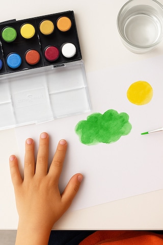 Faber-Castell Suluboya 12 Renk, Büyük Boy, Parlak ve Örtücü Renkler, Kağıt Yüzeylere Uygun, Karıştırılabilir