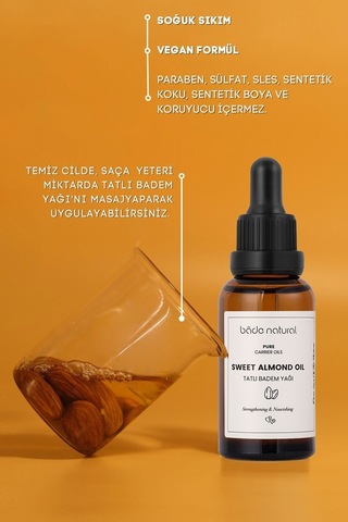Bade Natural Saf Soğuk Sıkım Tatlı Badem Yağı 30 ML
