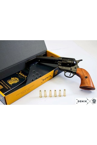 Denix Dekoratif Replika Revolver Cal.45 Peacemaker 4,75 , With 6 Bullets