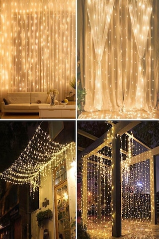 8 Fonksiyonlu Uzaktan Kumandalı Günışığı Perde Peri Led 3X3 Metre