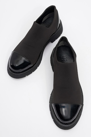 Luvishoes Luvi Shoes Panola Siyah Rugan Scuba Kadın Günlük Ayakkabı Siyah Rugan