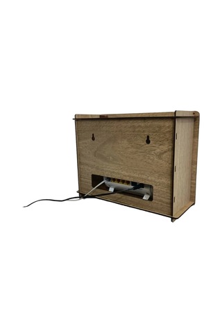 Modem Saklama Kutusu - 25x18x9 Cm Dekoratif Ahşap Modem Saklama Kutusu Modem Rafı Kahverengi Kahverengi