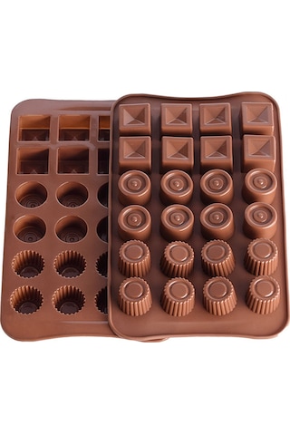 Xiyyadms 24 Hücreli Gıda Kalitesi Silikon Fırın Kalıbı - Çikolata, Kurabiye, Buzluk İçin Dıy Hamur Kalıbı Kahve Rengi Çok Renkli