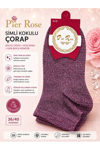 Pier Rose Simli Kadın Çorap Kokulu Parlak Soket Çorap 6 'lı Paket Silver Gümüş