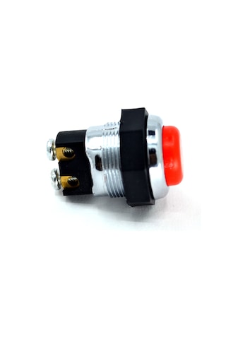22mm Yaylı Metal Buton Anahtar Kırmızı Vidalı