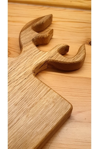 Geyik Boynuzu Model Sunum Servis Tahtası Doğal Ahşap Meşe 34x20