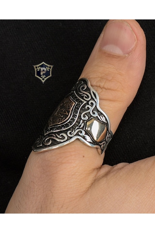 Prestij Gümüş Hasbiyallah Allah Bana Yeter Arapça Yazlı Zihgir Erkek Yüzüğü