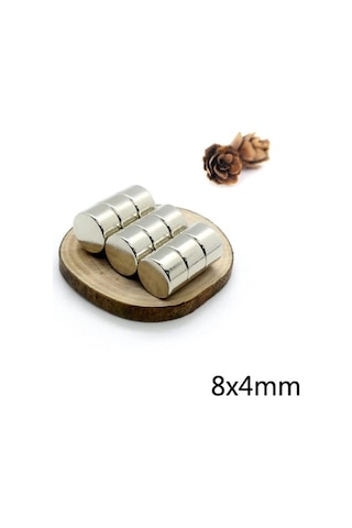 10 Adet Çap 8Mm X Kalınlık 4Mm Yuvarlak Güçlü Neodyum Mıknatıs N11.2419