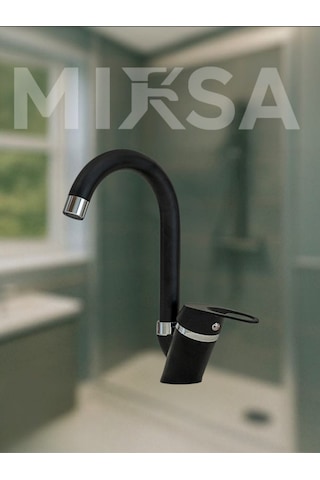Siyah-krom Baston Borulu Banyo Lavabo Bataryası, Musluğu, Çift Su Girişli