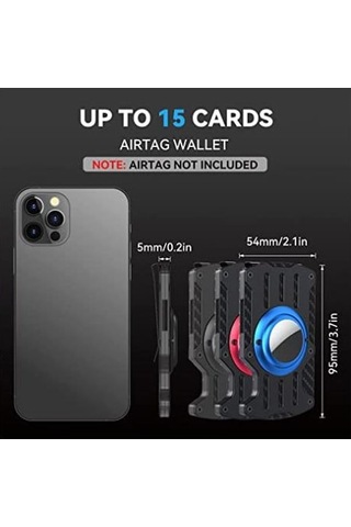 Xianwen Airtag İçin Erkekler Ultra İnce Tracker Kart Tutucu Rfıd Siyah