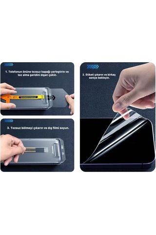 Apple Apple iPhone Uyumlu  17 3d Temperli Cam Ekran Koruyucu + Kolay Uygulama Aparatı
