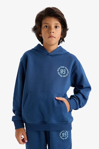 Defacto Erkek Çocuk Kapüşonlu Baskılı İçi Yumuşak Tüylü Sweatshirt E9599a825aube829 Mavi