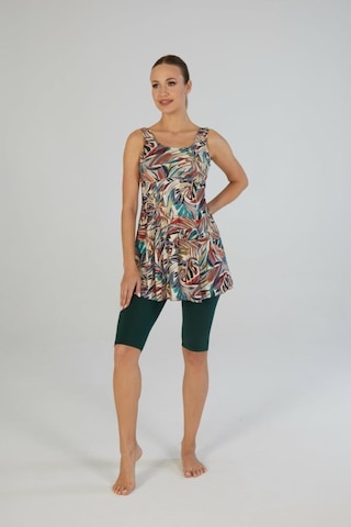 Estiva 26609 Leafy Desenli Askılı Taytlı Elbise Mayo Siyah