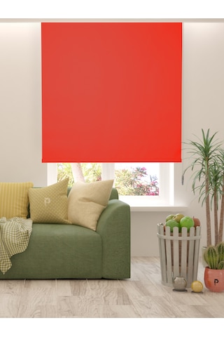 Br Perle Kırmızı Renk Düz Mekanize Stor Perde Yüksek Kalite Metropol Serisi Kırmızı