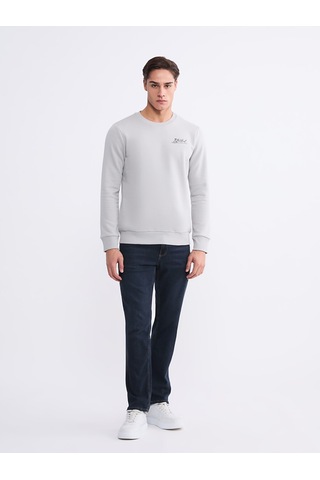 Lcwaıkıkı Classic Gri Bisiklet Yaka Baskılı Erkek Sweatshirt