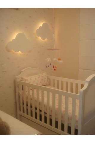 2'li Bulut Gece Lambası Bebek Çocuk Odası Duvar Dekorasyonu Aydınlatma Ahşap Gece Lambası