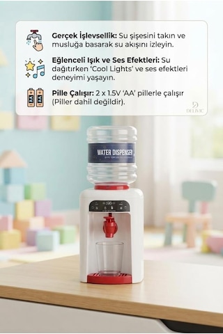 Sesli Ve Işıklı Çocuk Su Sebili 32 Cm - Minikler İçin Eğlenceli Ve Gerçekçi Bir Deneyim Oyuncak Su Sebili