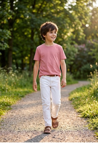 Kiagu Kısa Kol T-shirt Basic Terletmeyen Esnek Kumaş Pamuklu Mevsimlik Kısakol Erkek Çocuk Tsort Pudra