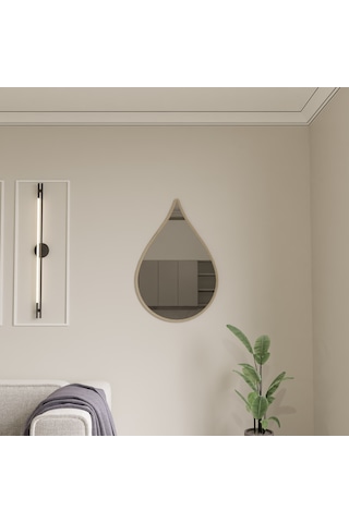 Dekoratif Damla Tasarımlı Pleksi Aynalı Duvar Dekoru Krem