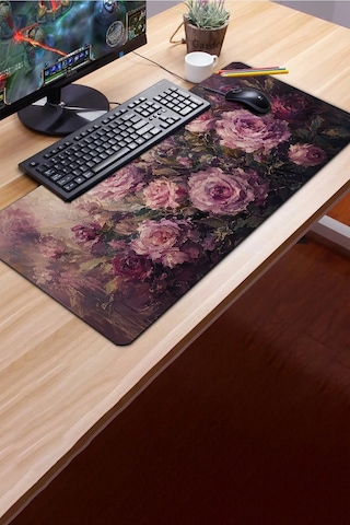 Sonictouch Klavye Mousepad 40x90cm Dikişsiz Pürüzsüz Sıvı Geçirmez Kaymaz Taban Gece Gülleri