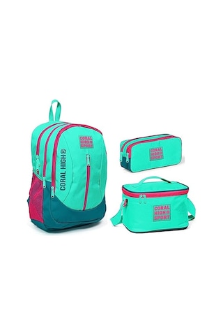 Coral High Sport Su Yeşili Okul Çanta Seti - Kız Ve Erkek Çocuk Çok Renkli