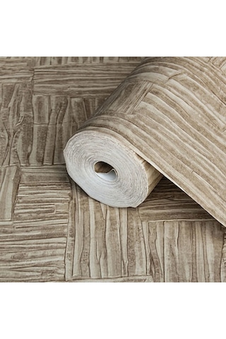 Adawall Muse Koleksiyonu- 25101-4 Koyu Bej Dokulu Silinebilir Nonwoven Vinil Duvar Kağıdı 1.06x15.6m - 16.5m²