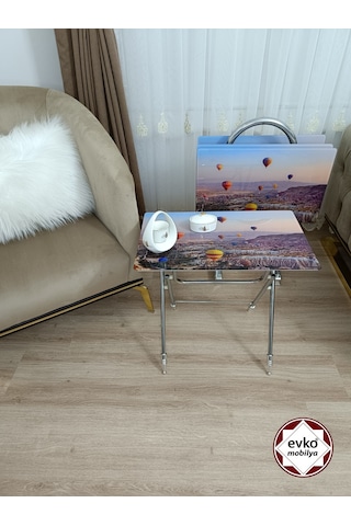 Evko Mobilya Çanta Zigon Sehpa, 4'lü Sehpa, Zigon Sehpa, Servis Sehpası, Camlı Sehpa, Katlanır Sehpa -