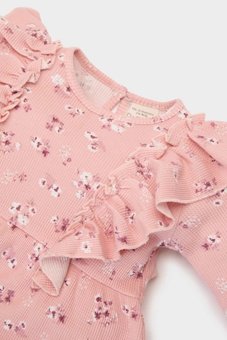DeFacto Kız Bebek Çiçekli Uzun Kollu Waffle Elbise D9563A525SPPN243 Pembe