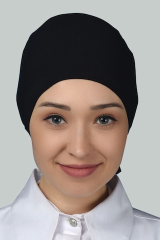 Altobeh Kadın Pratik Dikişsiz Bağcıklı Kaymayan Tesettür Penye Bone - Siyah
